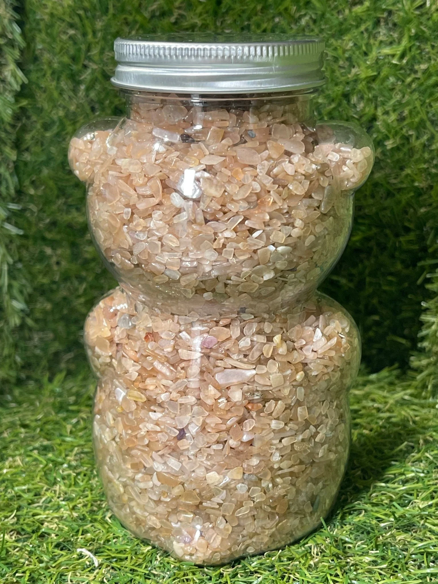 Luna l’Ourson rempli de pépites en pierre naturelle Pierre de lune pêche – Image 5