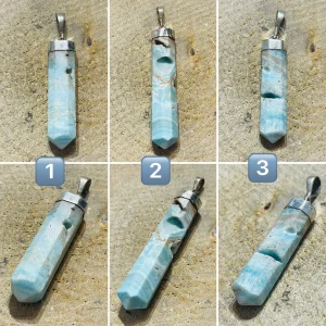 Pendentif en Aragonite bleue druzy et Argent 925 au choix