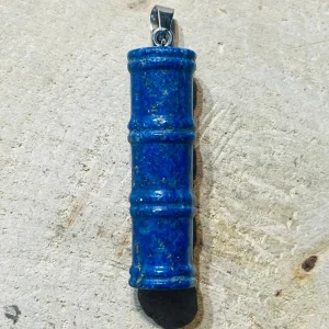 Pendentif en Lapis-lazuli en forme de Bambou