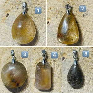 Pendentif en Quartz rutile doré au choix (2)