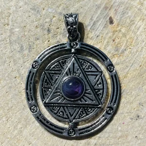 Pendentif Étoile argenté avec Amethyste qui tourne