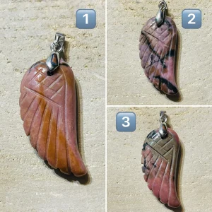 Pendentifs Aile d’ ange en Rhodonite au choix