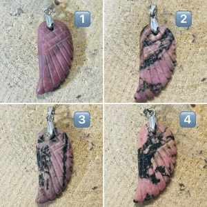 Pendentifs Aile d’ange en Rhodonite au choix