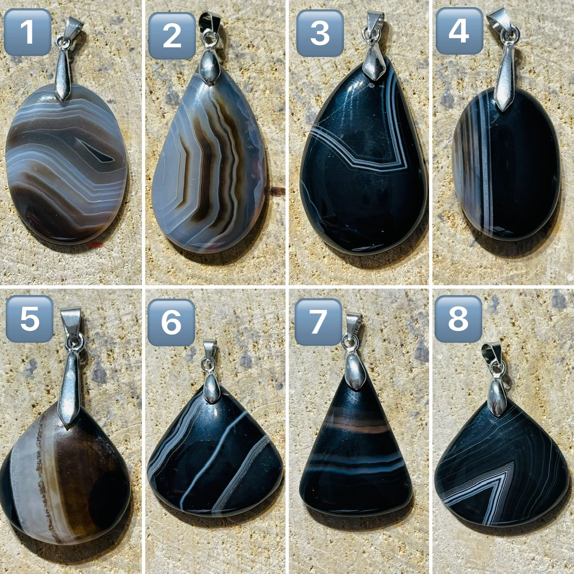 Pendentifs en Agate à bandes au choix (2)