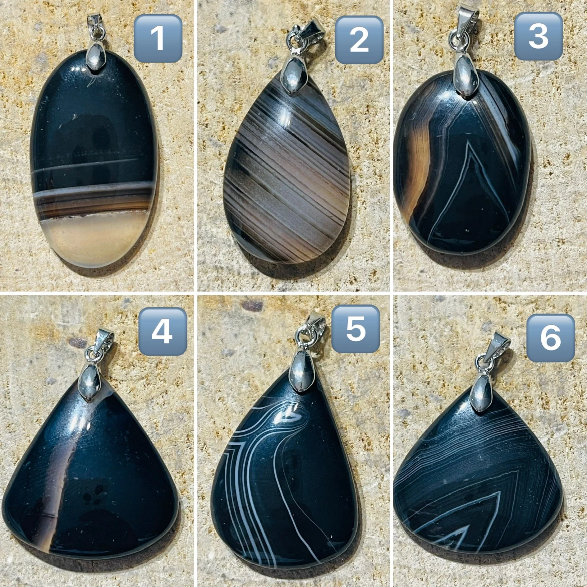 Pendentifs en Agate à bandes au choix
