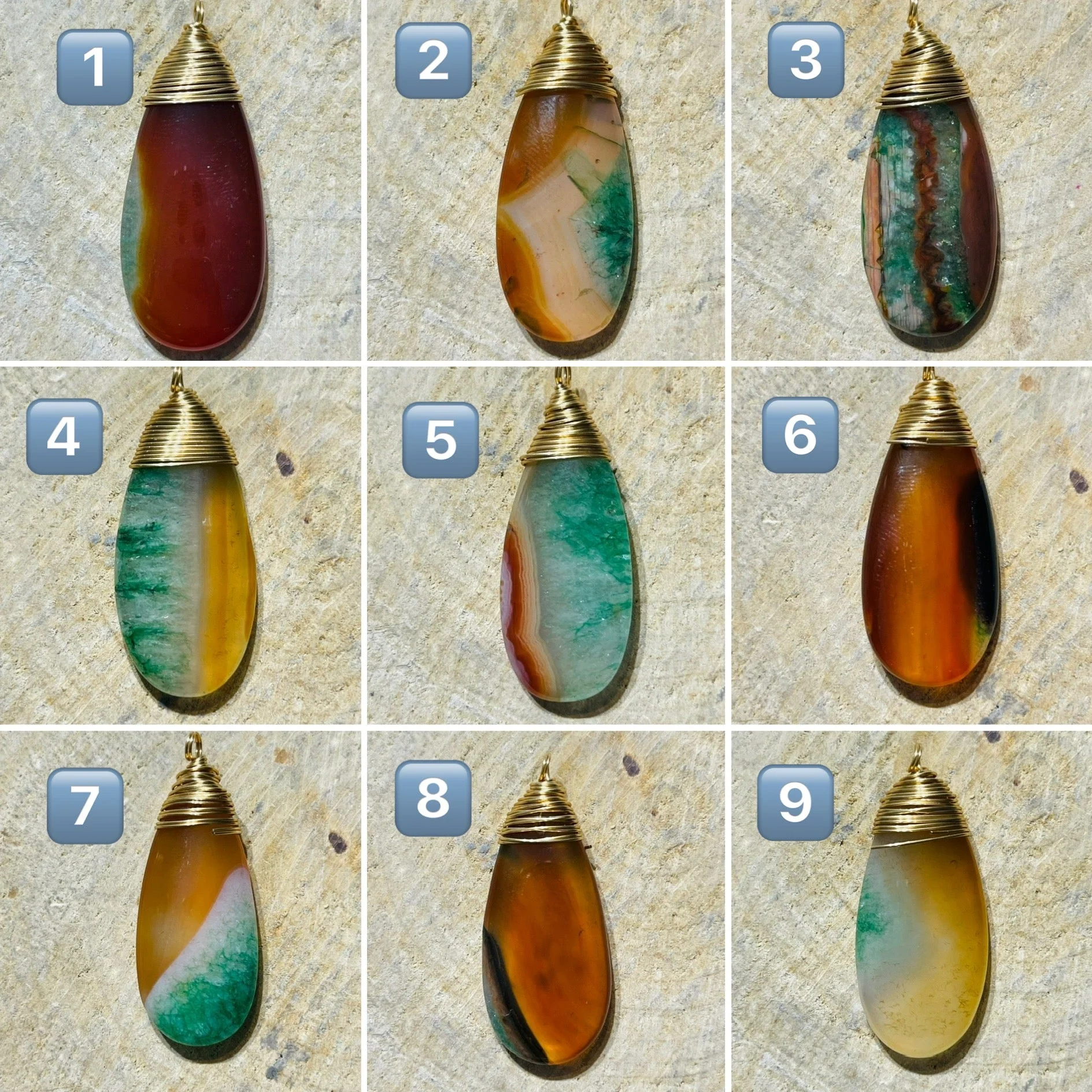 Pendentifs en Agate du Bresil au choix