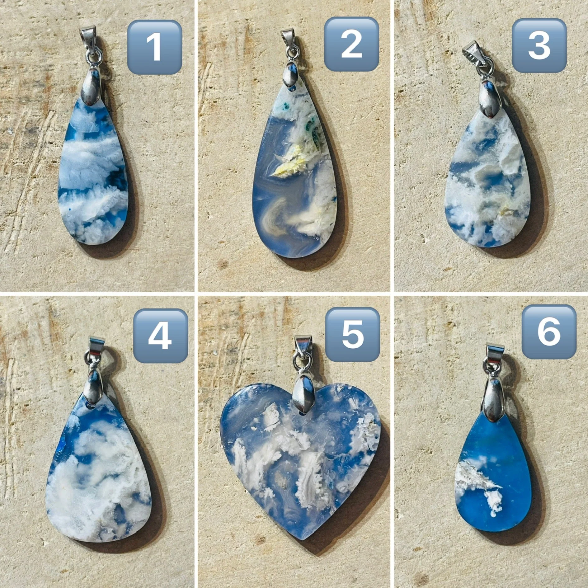 Pendentifs en Agate Plume au choix (3)