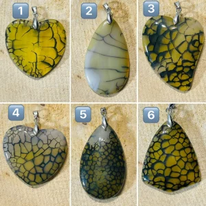 Pendentifs en Agate Veine de dragon jaune/vert au choix