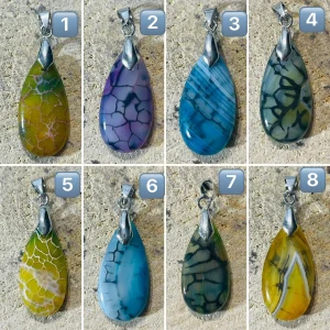 Pendentifs en Agate Veine de dragon multicolore au choix