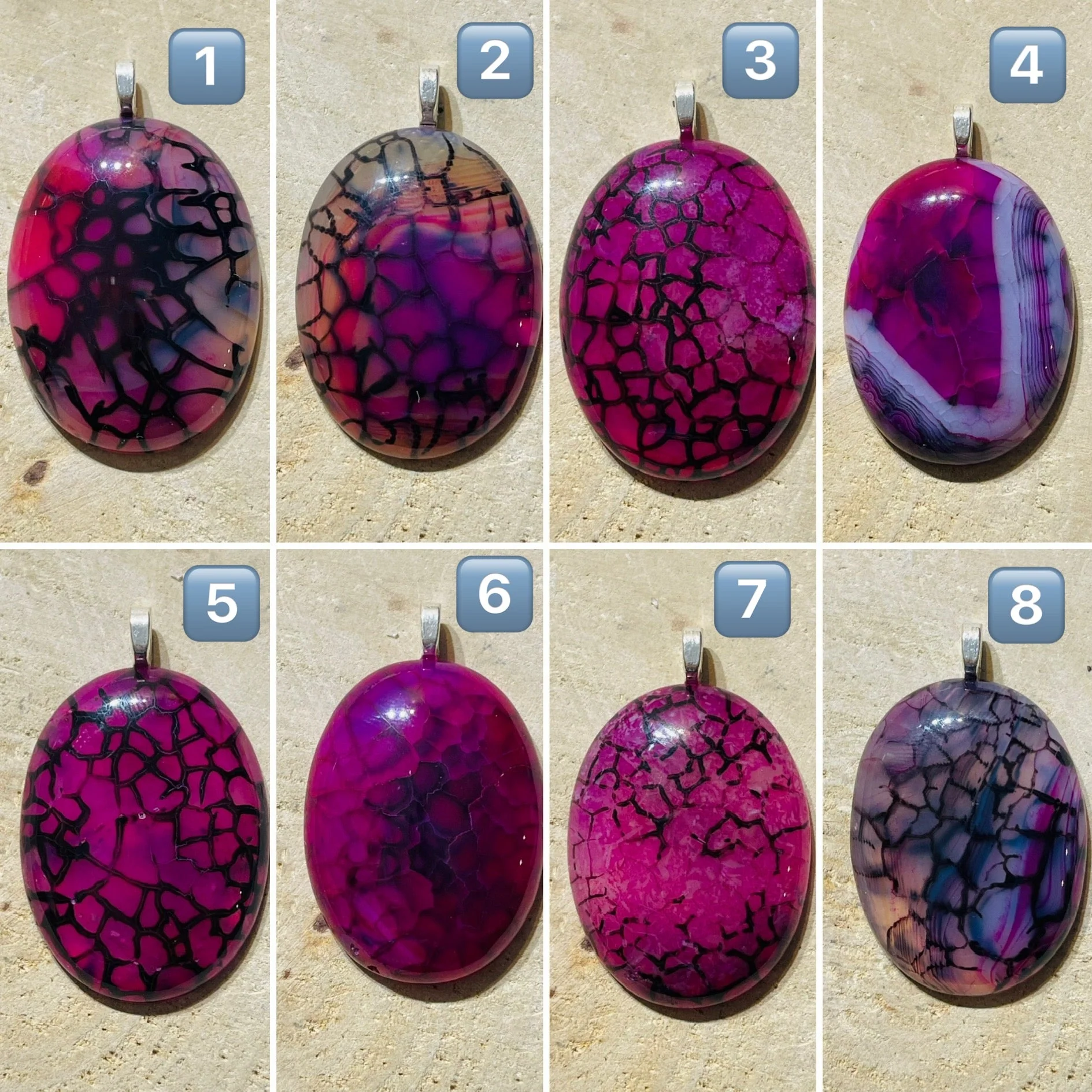 Pendentifs en Agate Veine de dragon rose au choix