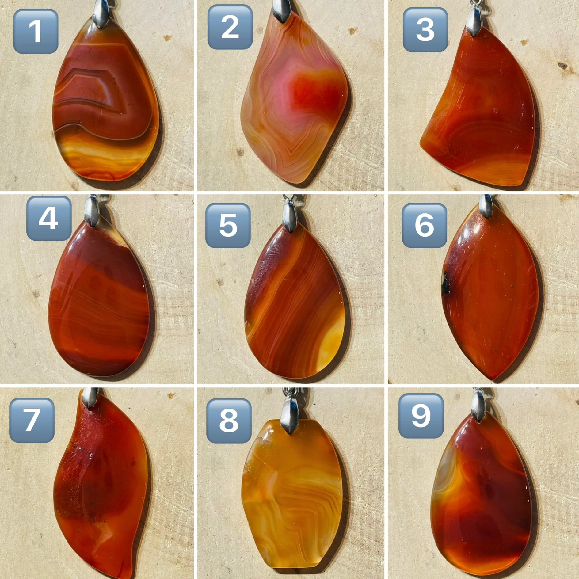 Pendentifs en Cornaline au choix