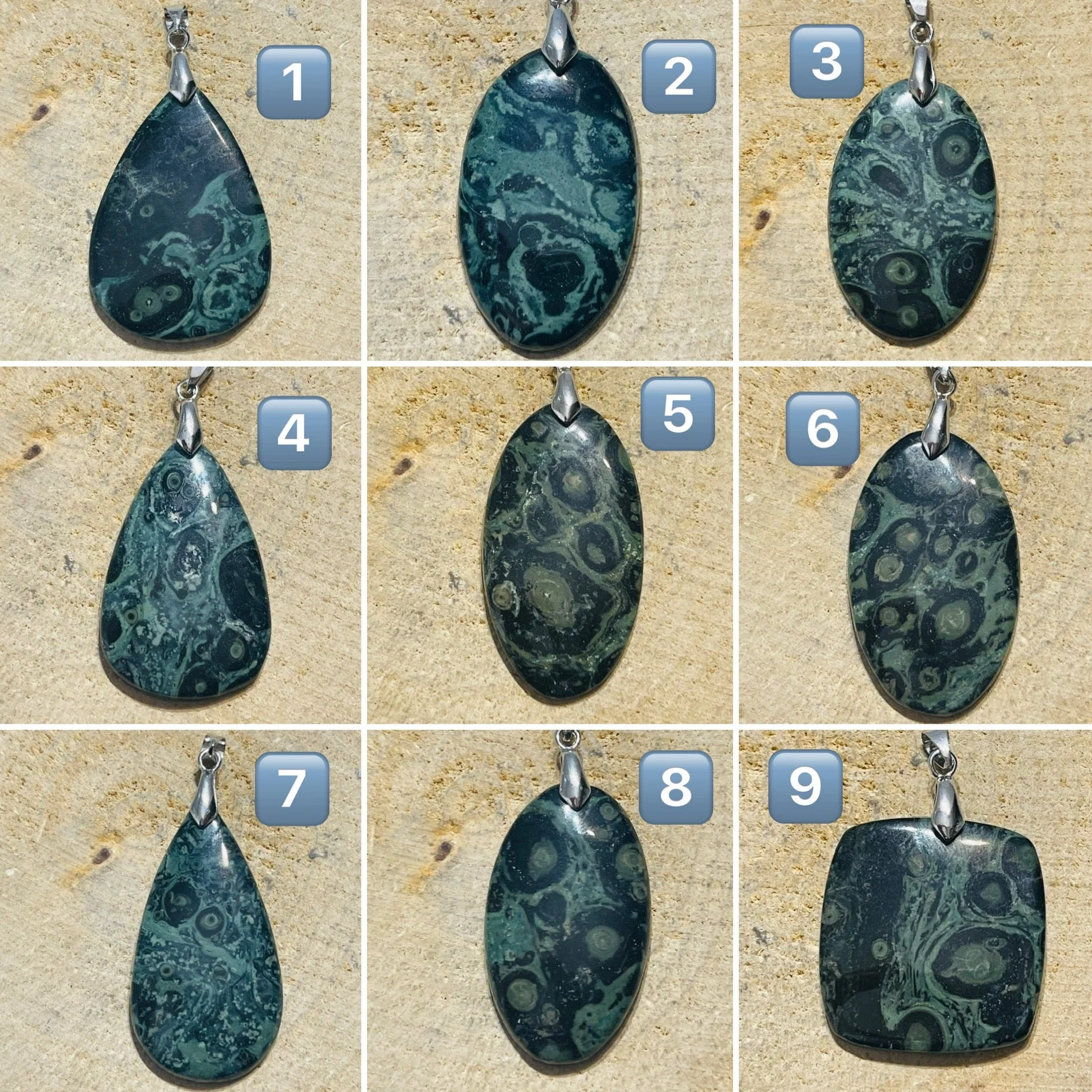 Pendentifs en Jaspe Kambaba au choix (2)