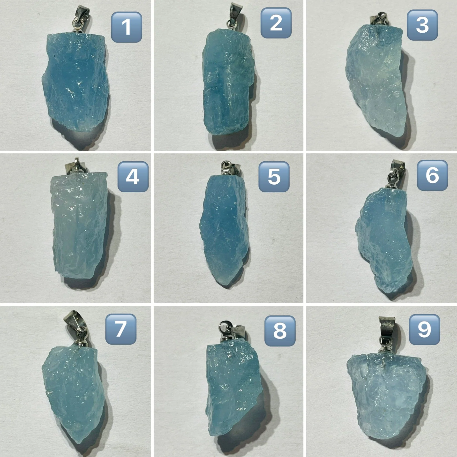 Pendentifs en pierre naturelle Aigue marine brute au choix (2) – Image 2