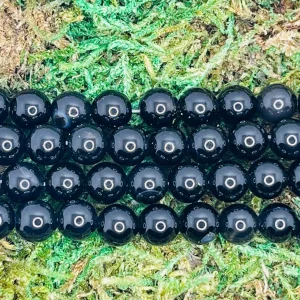 Perles naturelles en Onyx noir en 16 mm