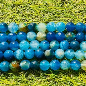 Perles en pierre naturelle Agate veine de dragon facettée en 10 mm