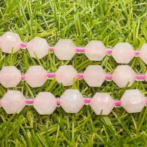 Perles naturelles en Quartz rose à facettes en 8 mm