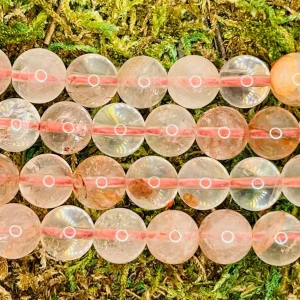 Perles naturelles en Quartz rouge / rose en 8 mm