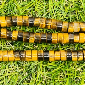 Perles naturelles Heishi en Oeil de Tigre en 6 mm