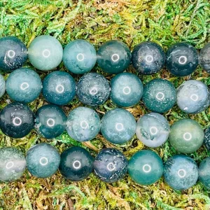 Perles en pierre naturelle en Agate Mousse en 10 mm