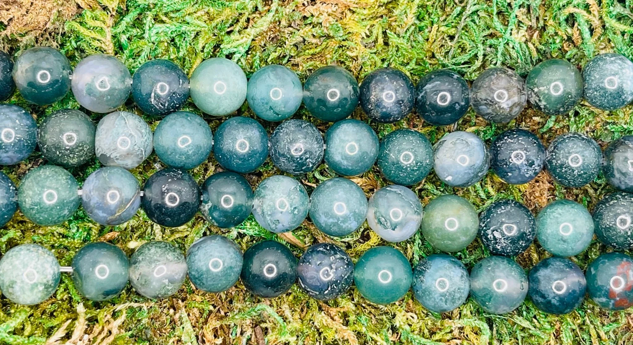 Perles en pierre naturelle en Agate Mousse en 10 mm