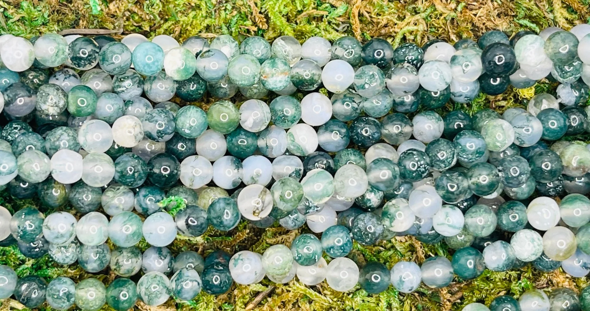 Perles en pierre naturelle en Agate Mousse en 4 mm – Image 2