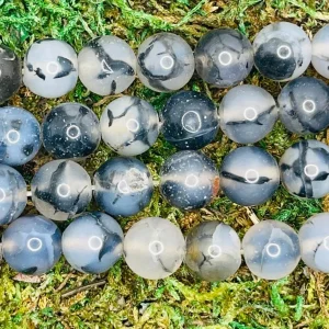 Perles en pierre naturelle en Agate veine de dragon en 6 mm