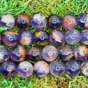 Perles naturelles en Améthyste Fantôme en 6 mm