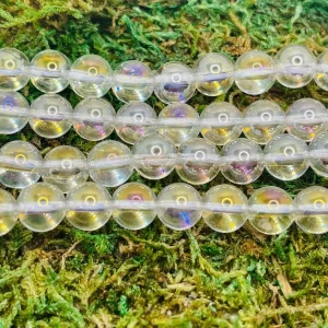 Perles en pierre naturelle en Cristal de Roche Aura en 10 mm