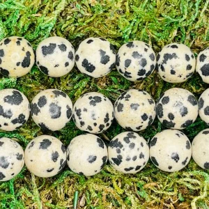 Perles naturelles en Jaspe Dalmatien en 10 mm