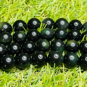 Perles en pierre naturelle en Obsidienne Oeil Céleste arc en ciel en 4 mm