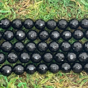 Perles naturelles en Onyx noir à facettes en 8 mm