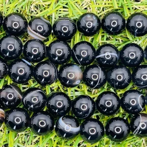 Perles naturelles en Onyx noir et blanc en 6 mm