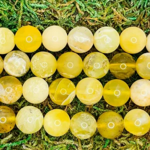 Perles naturelles en Opale jaune en 4 mm