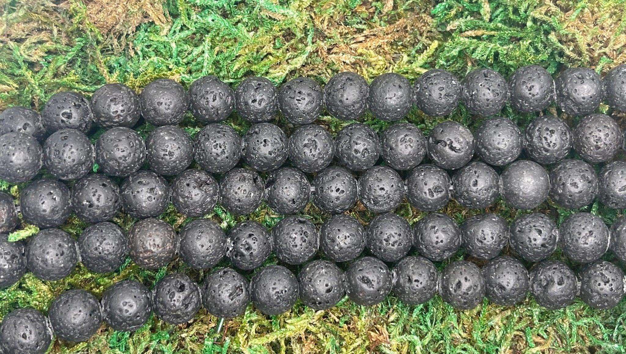 Perles naturelles en Pierre de Lave en 10 mm