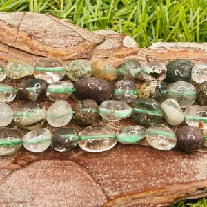 Perles naturelles en Quartz Lodolite en Nuggets de 7 - 8 mm