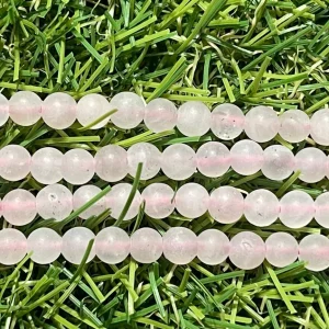 Perles naturelles en Quartz rose mat en 4 mm