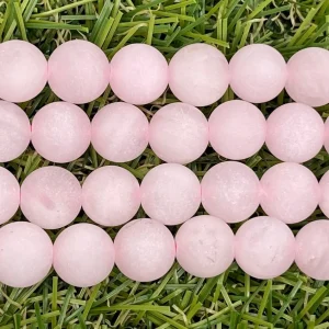 Perles en pierre naturelle en Quartz rose mate en 6 mm