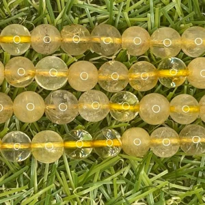 Perles naturelles en Quartz Rutile Doré en 6 mm