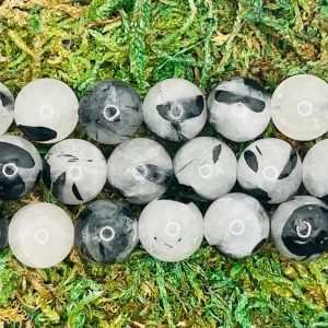 Perles naturelles en Quartz Tourmaline en 6 mm