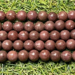 Perles naturelles en Rhodonite rouge foncée / bordeaux en 6 mm