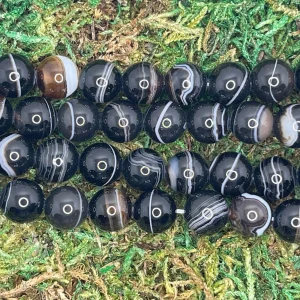 Perles naturelles en Sardonyx noire en 6 mm