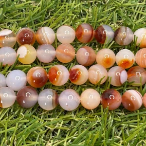 Perles naturelles en Sardonyx orange en 8 mm