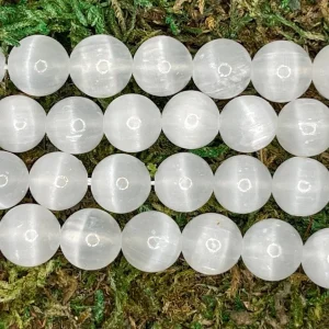 Perles naturelles en Sélénite du Maroc en 10 mm