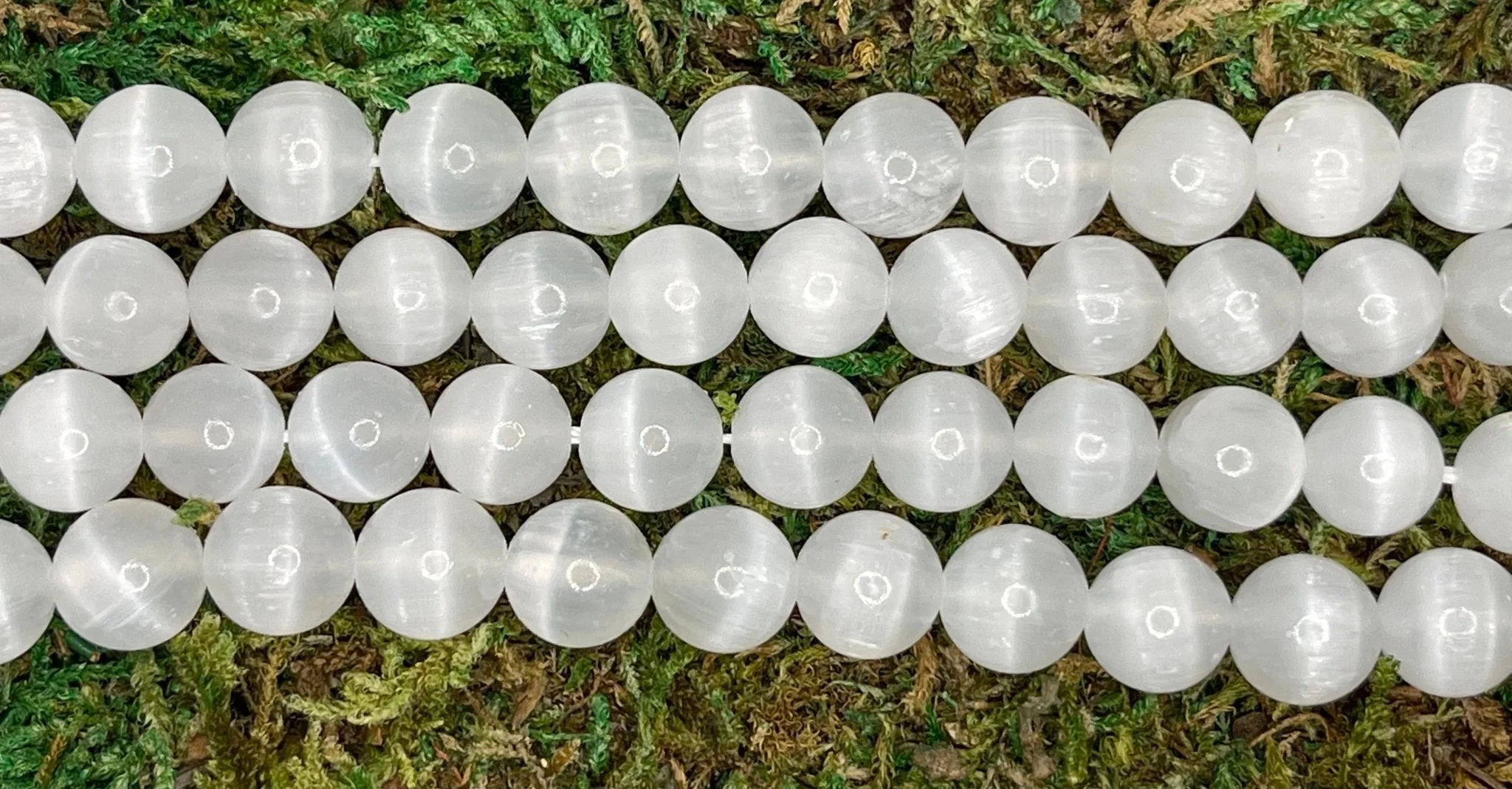 Perles naturelles en Sélénite du Maroc en 10 mm