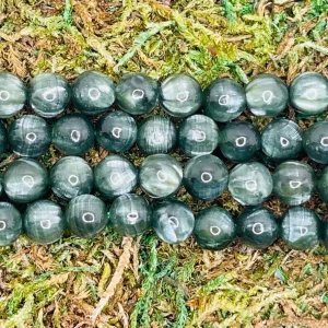 Perles naturelles en Séraphinite en 8 mm (lot de 10 perles)