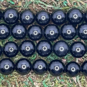 Perles naturelles en Spinelle noir en 6 mm