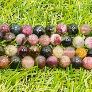 Perles naturelles en Tourmaline multicolore en 8 mm