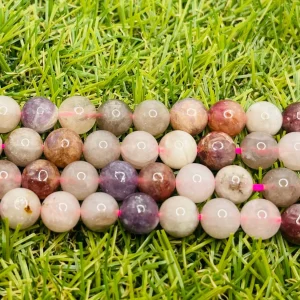 Perles naturelles en Tourmaline rouge violette en 8 mm