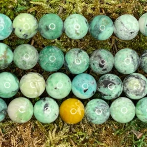 Perles naturelles en Variscite en 6 mm