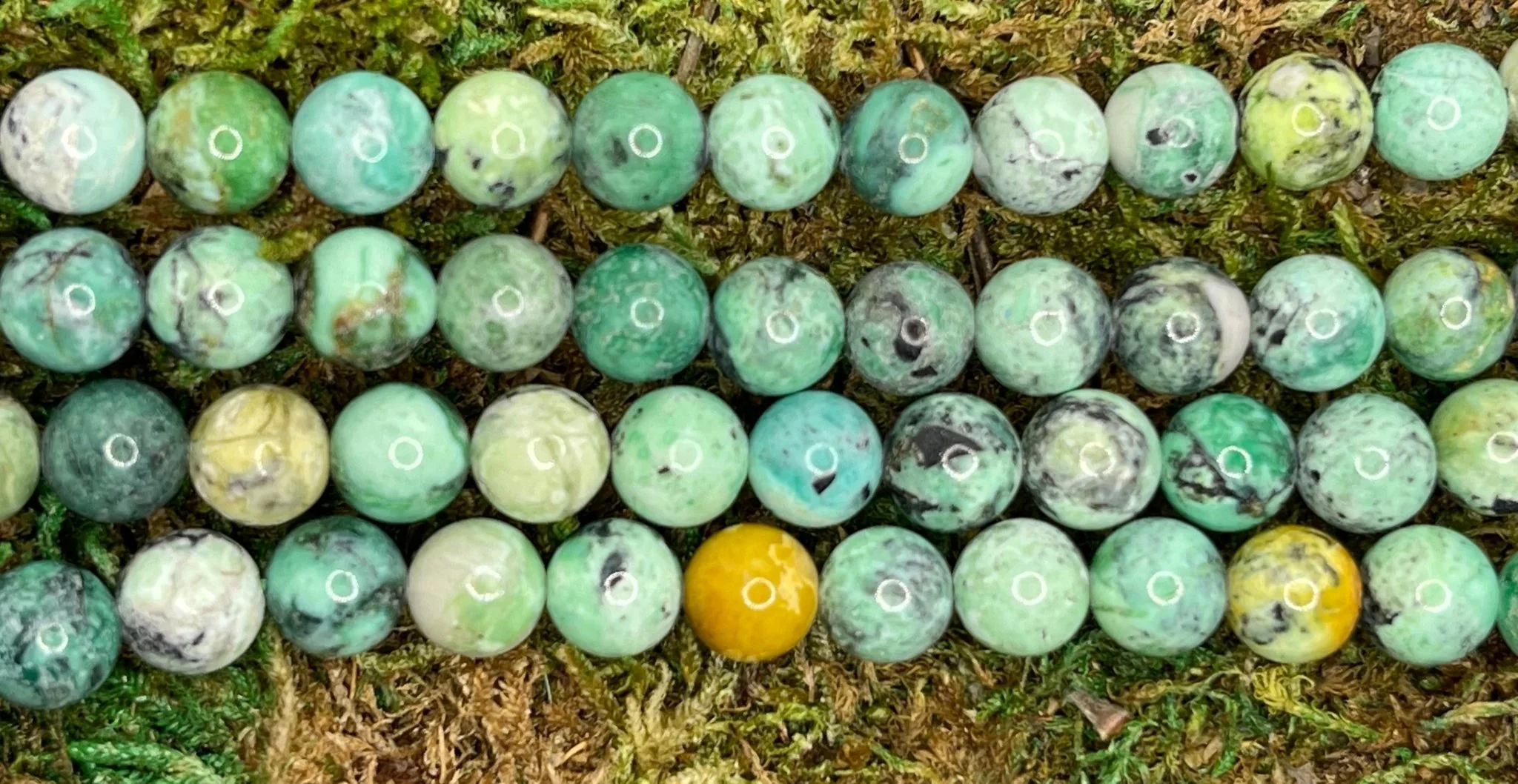 Perles naturelles en Variscite en 6 mm